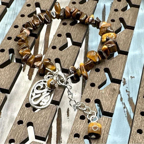 Tigers Eye charms adjustable bracelet protection and peace in - Picture 2 of 6